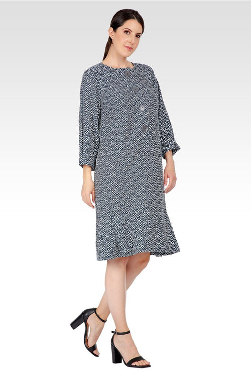 Victoria Women's Pullover 3/4 Sleeve Flounce Pleated Hem Mini Dress