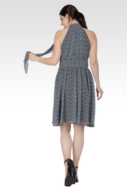 Penelope Women's Flouncy Halter Neck Tie Mini Dress