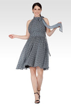 Penelope Women's Flouncy Halter Neck Tie Mini Dress