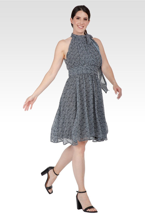 Penelope Women's Flouncy Halter Neck Tie Mini Dress