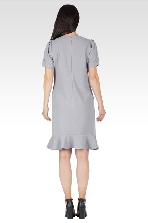 Adeline Women's Puff Sleeves Drop Waist Ruffle Hem Mini Dress