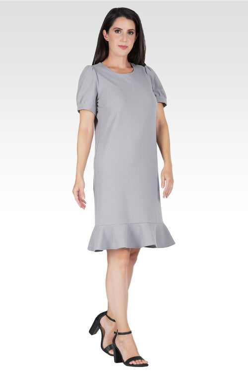 Adeline Women's Puff Sleeves Drop Waist Ruffle Hem Mini Dress