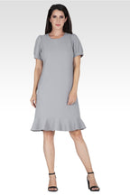 Adeline Women's Puff Sleeves Drop Waist Ruffle Hem Mini Dress
