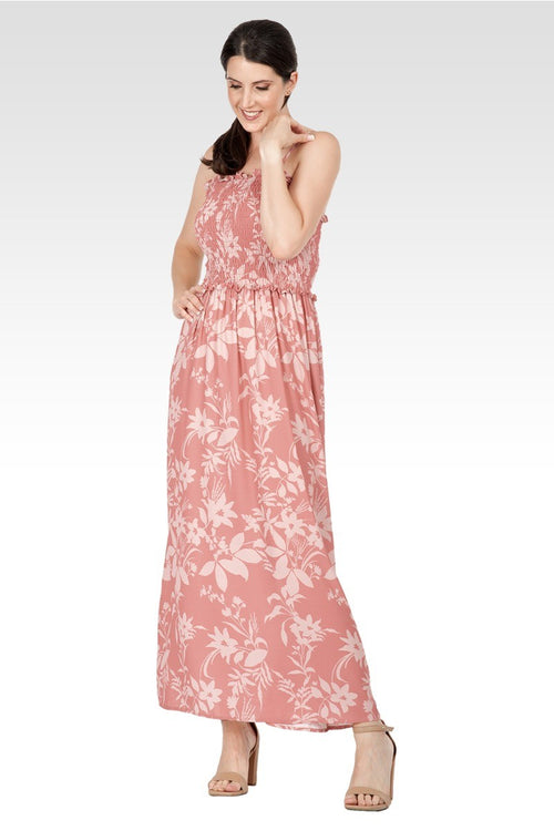 Layla Women's Spaghetti Strap Smocked Bodice Maxi Dress