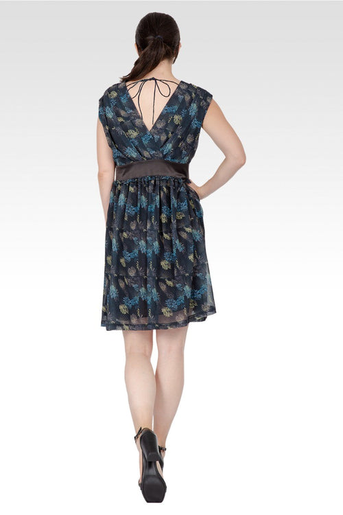 Delilah Women's Faux Wrap Sleeveless Empire Waist Mini Dress