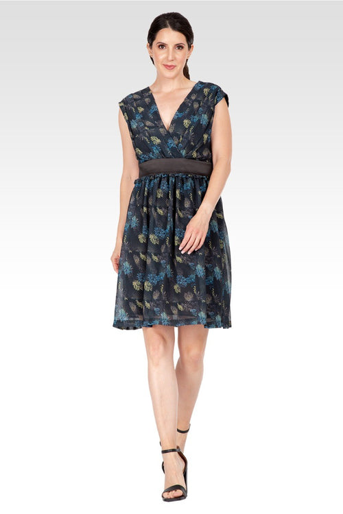 Delilah Women's Faux Wrap Sleeveless Empire Waist Mini Dress