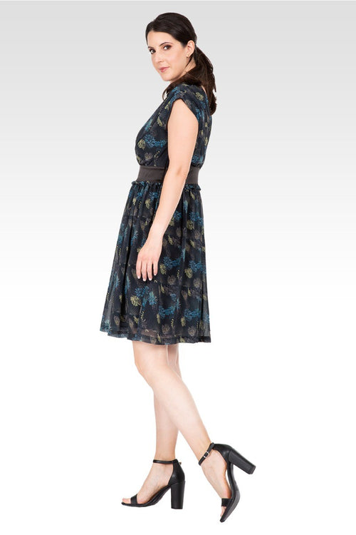 Delilah Women's Faux Wrap Sleeveless Empire Waist Mini Dress