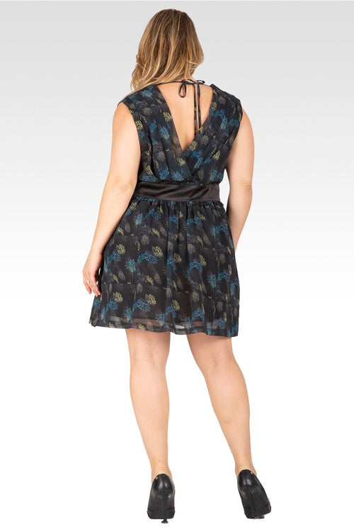 Delilah Women's Plus Size Faux Wrap Sleeveless Empire Waist Mini Dress