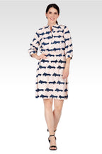 Zoey Women's Mini Dress With Cute Dog Print And Adjustable Waist Band