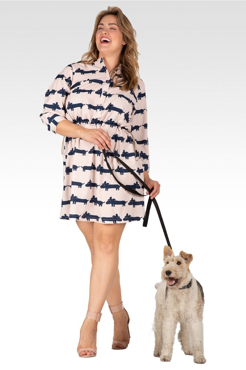 cute plus size mini dresses Standards & Practices Women's Plus Size Mini Dress With Cute Dog Print And Adjustable Waist Band
