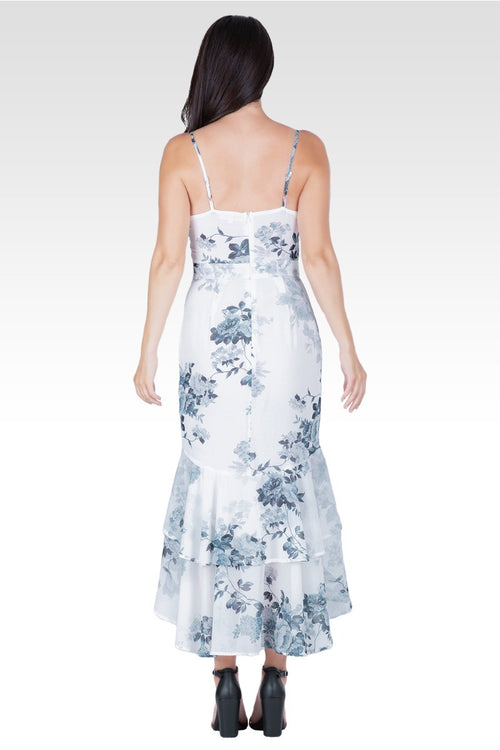 Samara Women's Floral Print High-Low Ruffle Hem Maxi Dress