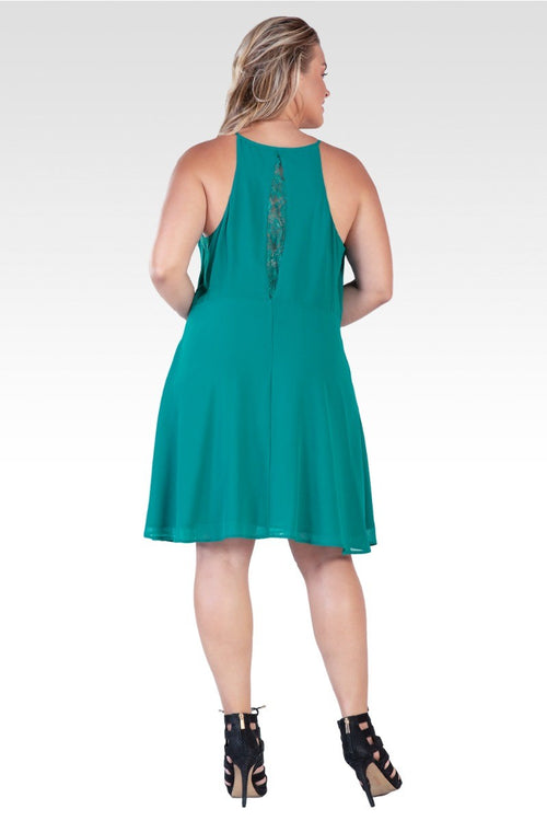 Axel Women's Plus Size Lace Trim Sleeveless Midi Dress