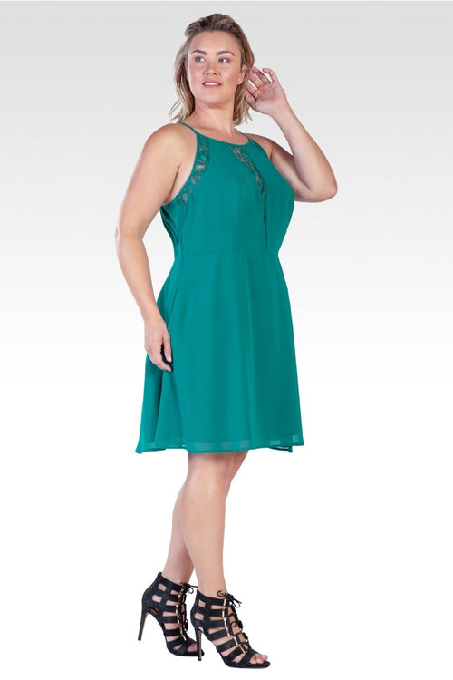 Axel Women's Plus Size Lace Trim Sleeveless Midi Dress