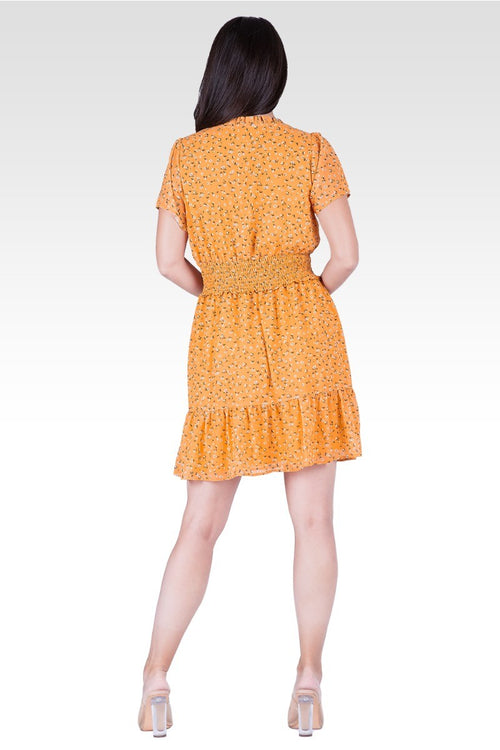 Zaria Women's Floral Print Short Sleeve Mini Dress