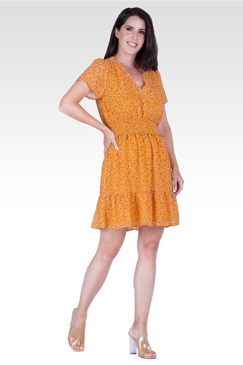 Zaria Women's Floral Print Short Sleeve Mini Dress
