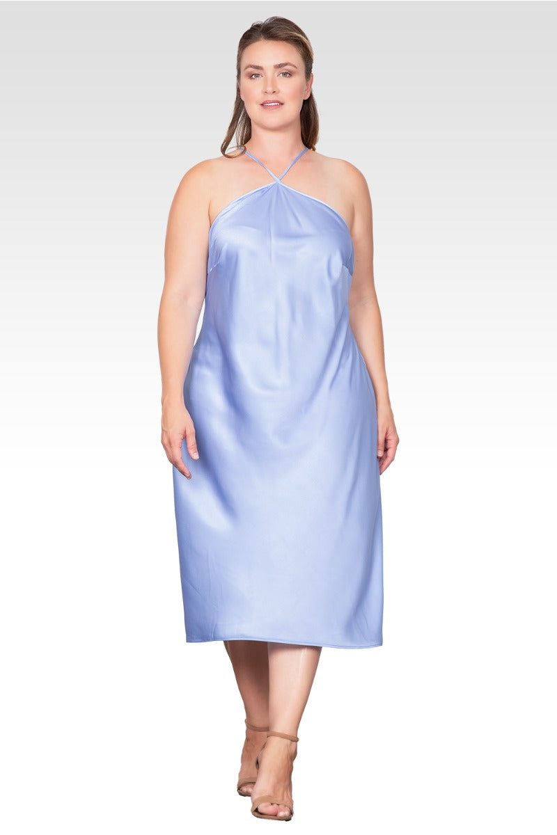 Standards & Practices Women's Satin Midi Dress - Blue - Casual dresses Standards & Practices Women's Satin Midi Dress - Blue - Casual dresses
