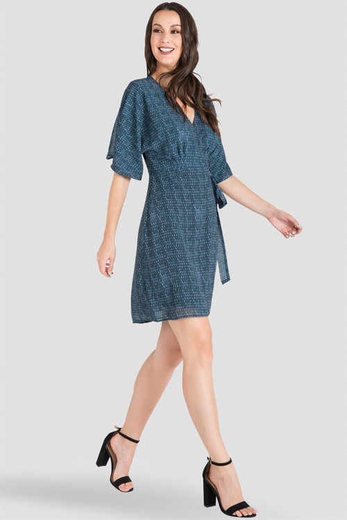 Candice Snakeskin Print Knee Length Kimono Chiffon Wrap Dress