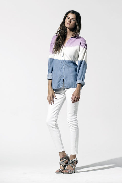 Women Tie Dye Slit Back Bliuse