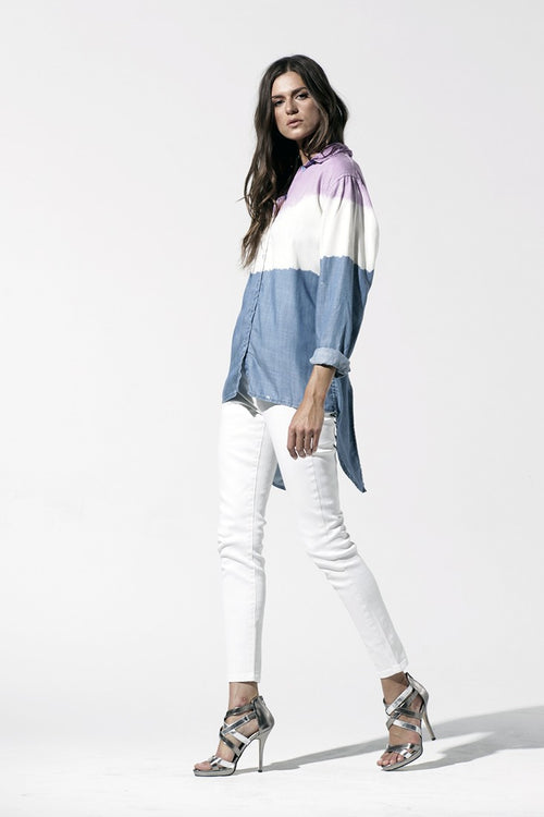 Women Denim Slit Back Blouse