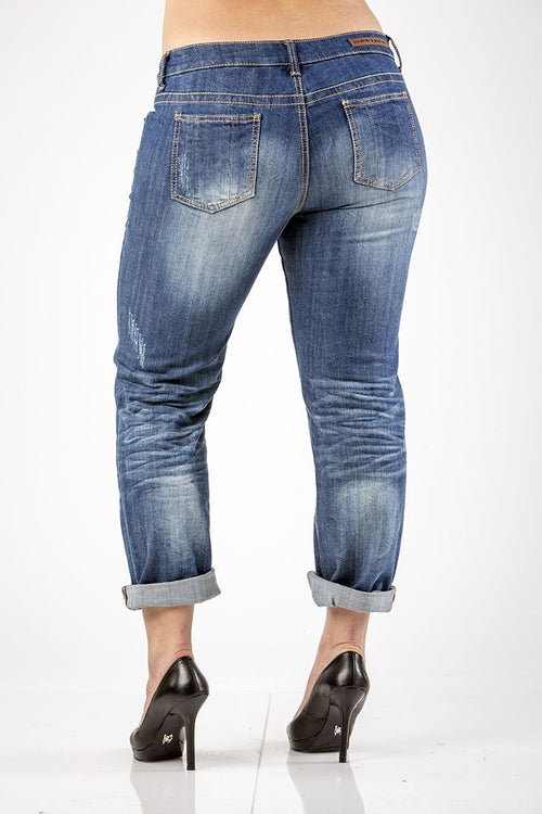 Womens Distressed Plus Midrise Jeans