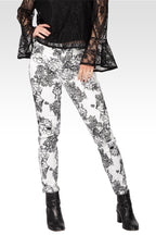 Ella Black And White Rose Printed Skinny Ankle Jeans