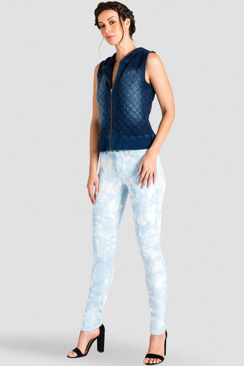 Standards & Practices Contemporary Fashion Women Indigo Quilted Hoodie Vest