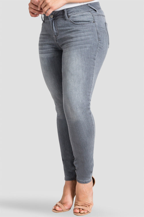 Plus Size Women's Handsanded Grey Wash Skinny Jeans