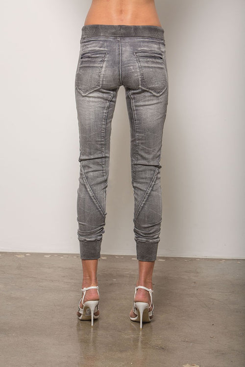 Women Grey Denim Jogger Pants