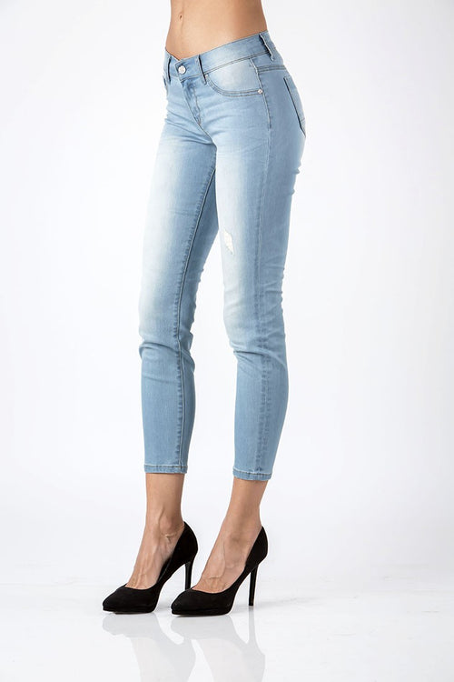 Women Light Wash Destroyed Denim Jeans