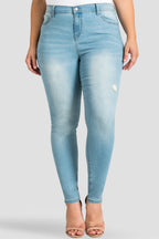 Standards & Practices Plus Size Women's Light Wash Destroyed Denim Jeans