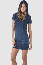 Tori Oversize Hooded Indigo Knit Dress