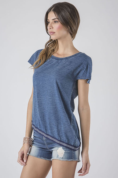 Standards & Practices Contemporary Fashion Women Blue Short Sleeve Shirt