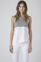Standards & Practices Contemporary Fashion Women White Mesh Tank Top