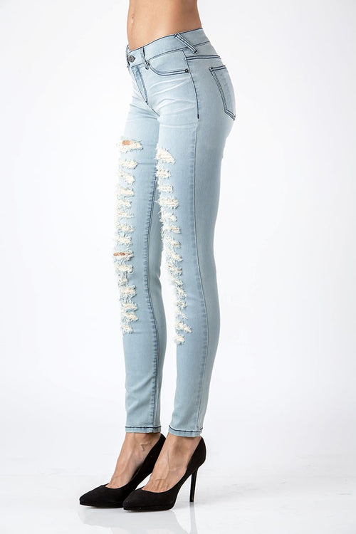 Women Destroyed Denim Skinny Jeans