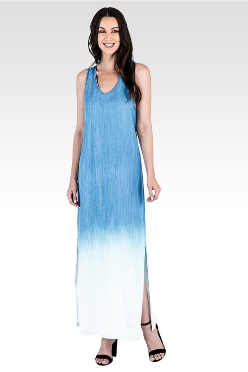 Kori Sleeveless Racerback Ombre Tencel Maxi Dress