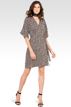 Candice Brown Leopard Print V-Neck Kimono Wrap Midi Dress