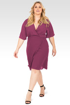 Plus Size Candice Rose V-Neck Kimono Wrap Midi Dress