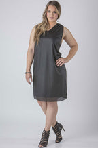 Plus Size Women Black Chiffon Midi Dress