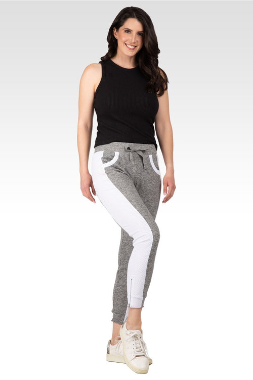 Sami French Terry Mesh Side Ankle Zip Pull On Jogger Pants