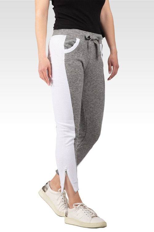 Sami French Terry Mesh Side Ankle Zip Pull On Jogger Pants