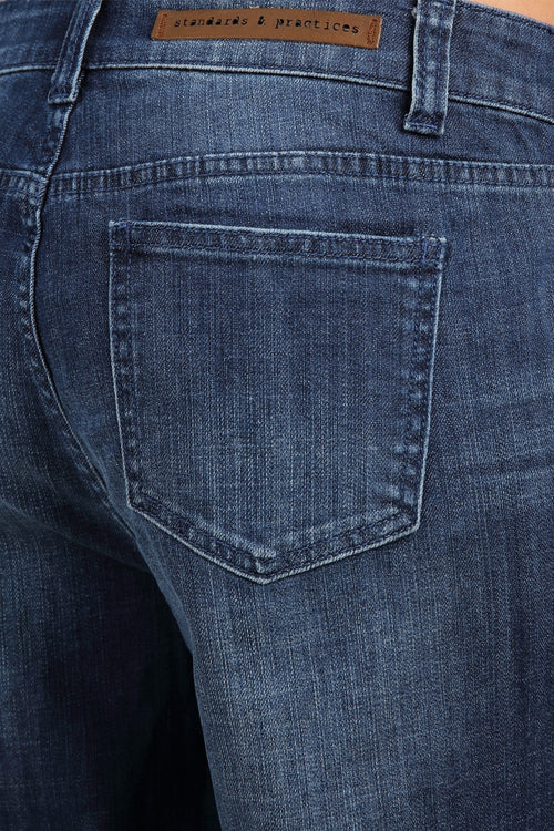 Aline Stretch Woven Eastside Midrise Straight Jeans W Pork Chop Pockets