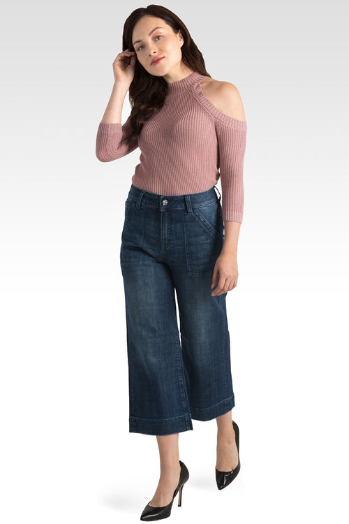 Aline Stretch Woven Eastside Midrise Cropped Jeans W Pork Chop Pockets