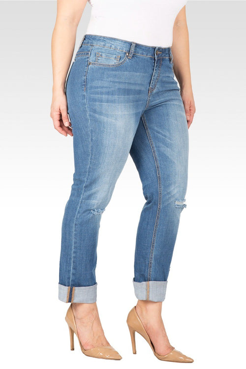 Plus Size X-Boyfriend Rolled Cuff Jeans