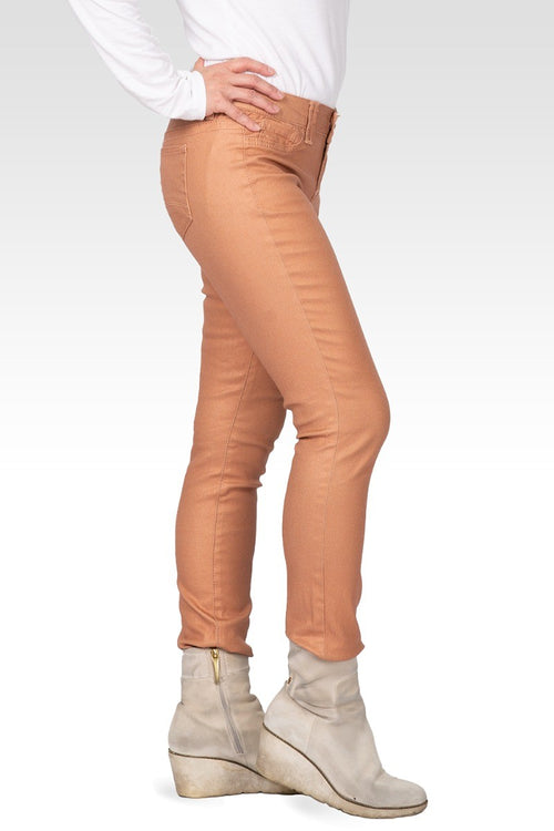 Zuri Women's Low Rise Pumpkin Shine Skinny Jeans