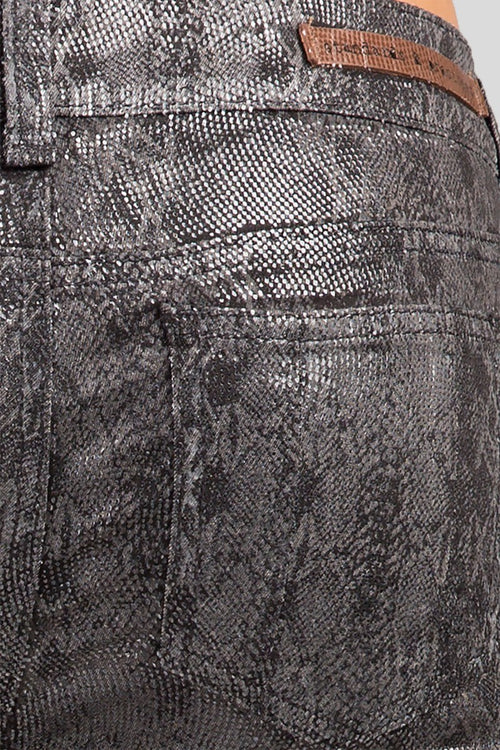 Black Snake Print Coated Skinny Jeans