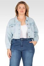 Phoenix Plus Size Easy Fit Denim Cropped Trucker Jacket