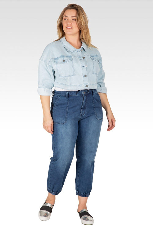 Phoenix Plus Size Easy Fit Denim Cropped Trucker Jacket