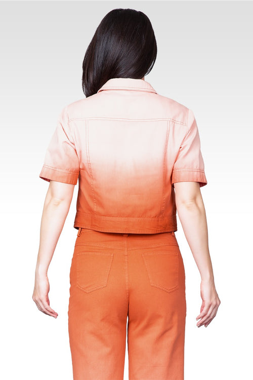 Cropped Dip-Dye Denim Jacket