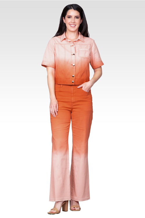 Cropped Dip-Dye Denim Jacket