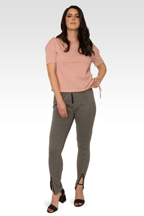 Nola Boat Neck French Terry Pal Pink Ruched Tee